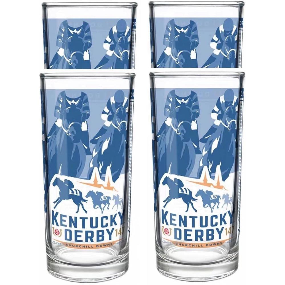 Kentucky Derby Mint Julep Glass, Official Souvenir Glassware, 4 Pack (147th/2021)