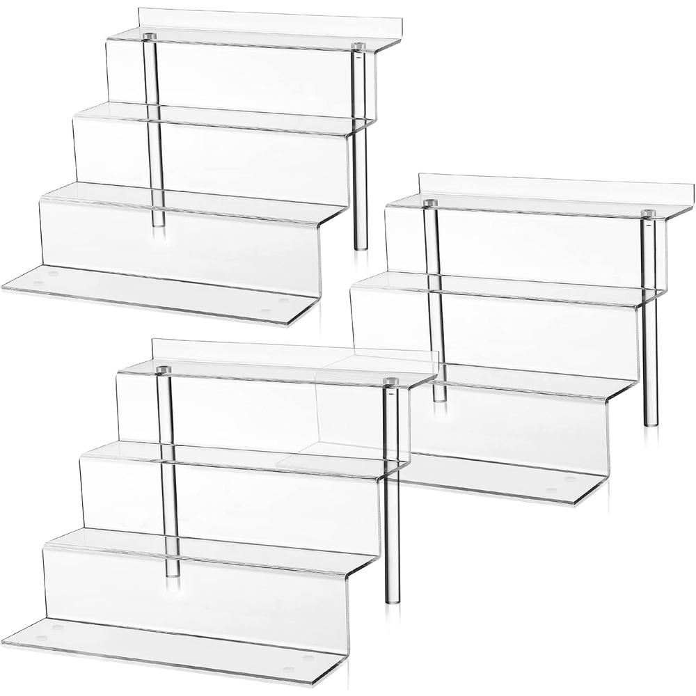 Generic 3 Pack Step Acrylic Display Riser Shelves for Pop Up Shop, Craft Fair, Trade Shows, Art Fairs, Display Crystals, Rock,Mineral,