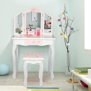 Generic Mokylor Girls Vanity Set, Vanity Desk With Mirror And Chair