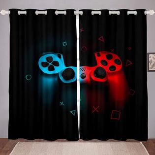 Erosebridal Kids Video Games Curtains, Teens Gamepad Controller Window