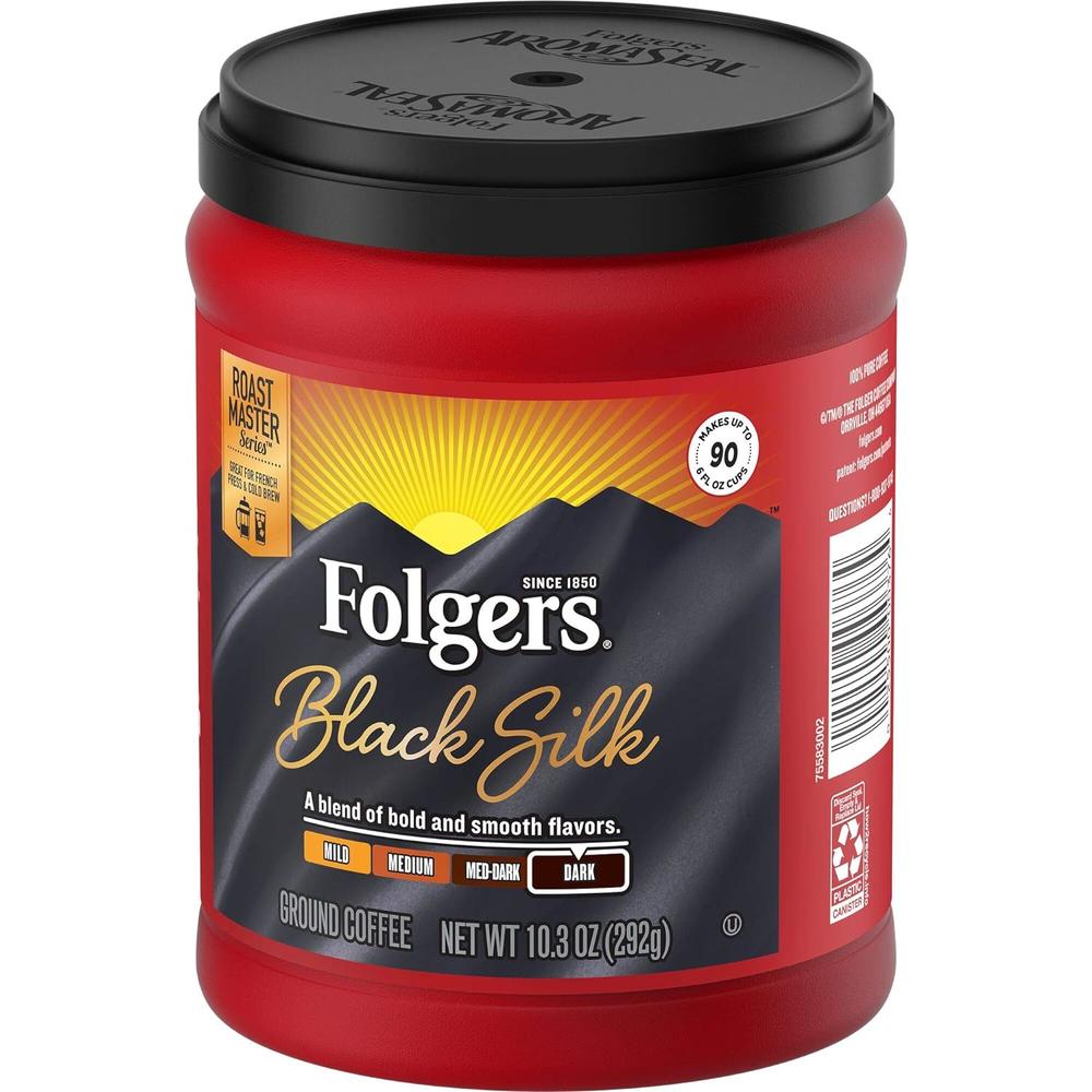 Generic Folgers Black Silk Dark Roast Ground Coffee, 10.3 Ounces