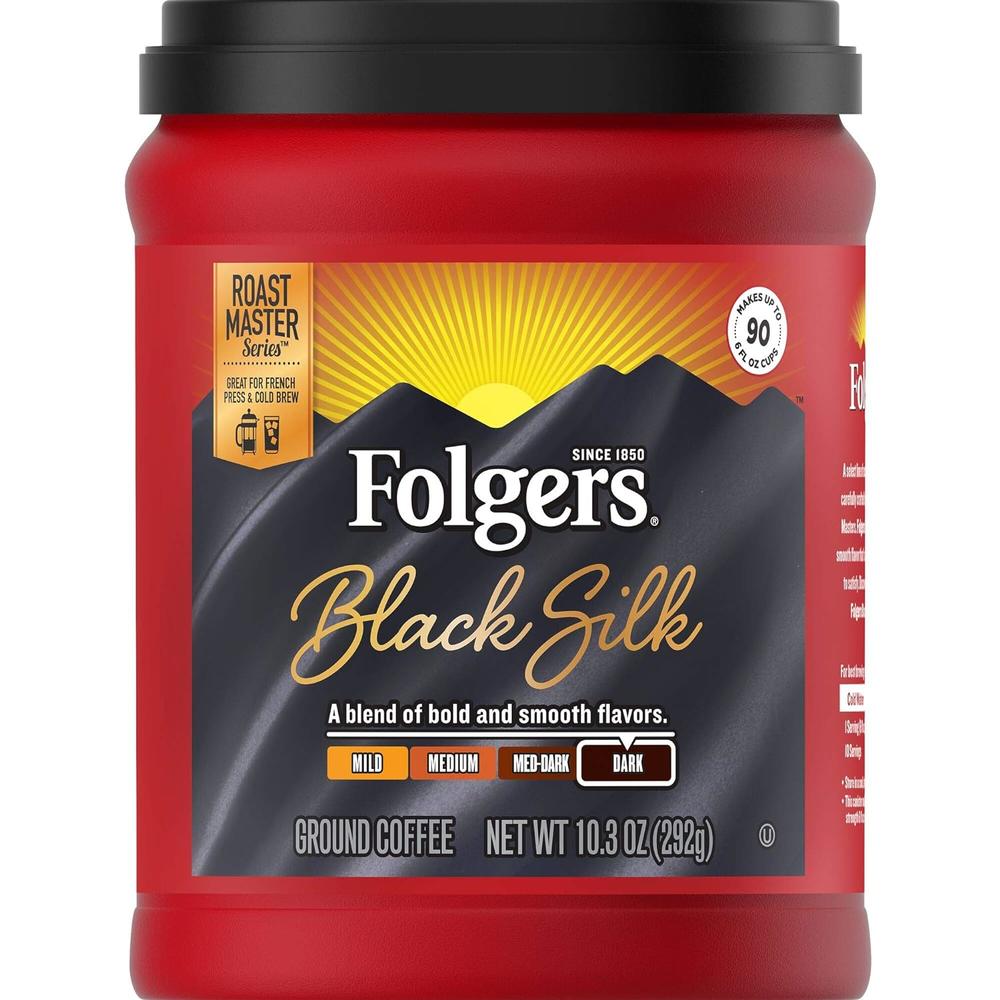 Generic Folgers Black Silk Dark Roast Ground Coffee, 10.3 Ounces