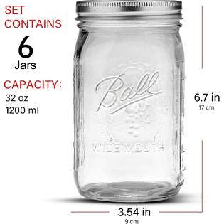 Hohome US Bedoo Wide Mouth Mason Jars 32 oz with Lids and ...