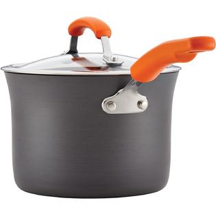 Rachael Ray Brights Hard Anodized Nonstick Sauce Pan/Saucepan with Lid, 3 Quart, Gray with rachael ray 3 quart pan