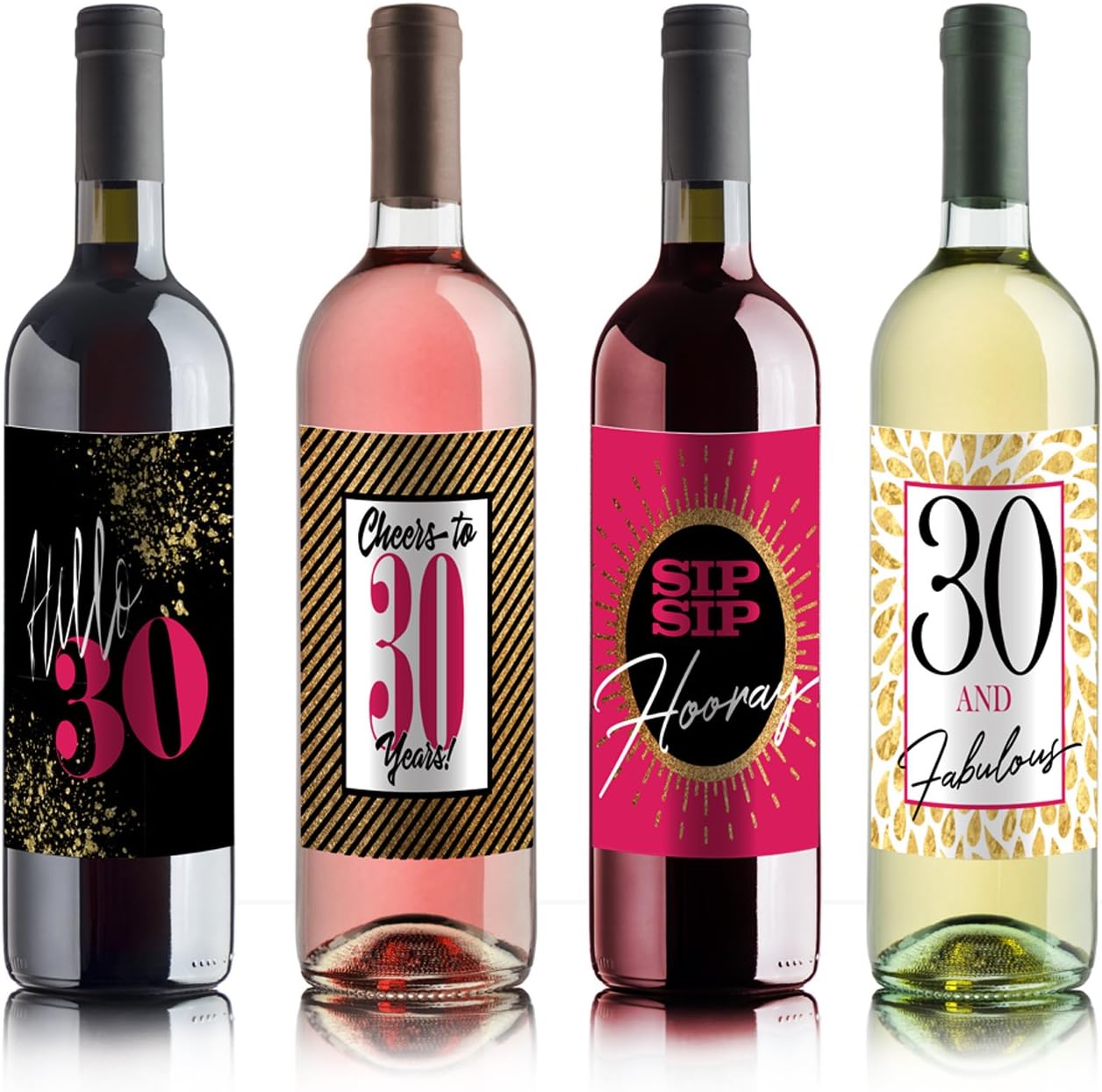 Sblabels 8541956950 30th Birthday Wine Labels - Set of 4 pink ...