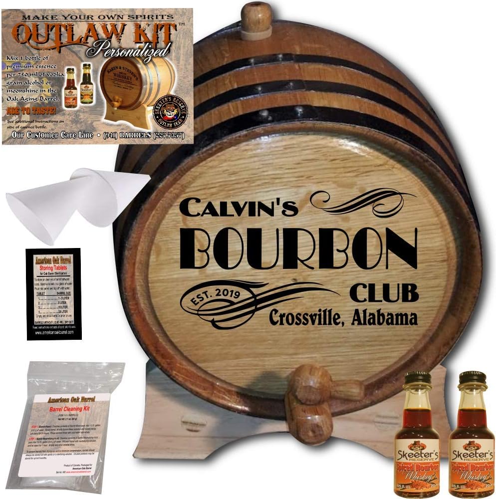 American Oak Barrel Personalized Whiskey Making Kit (202) - Create Your Own Spiced Bourbon Whiskey - The Outlaw Kit from Skeeter's Reserve Outlaw G