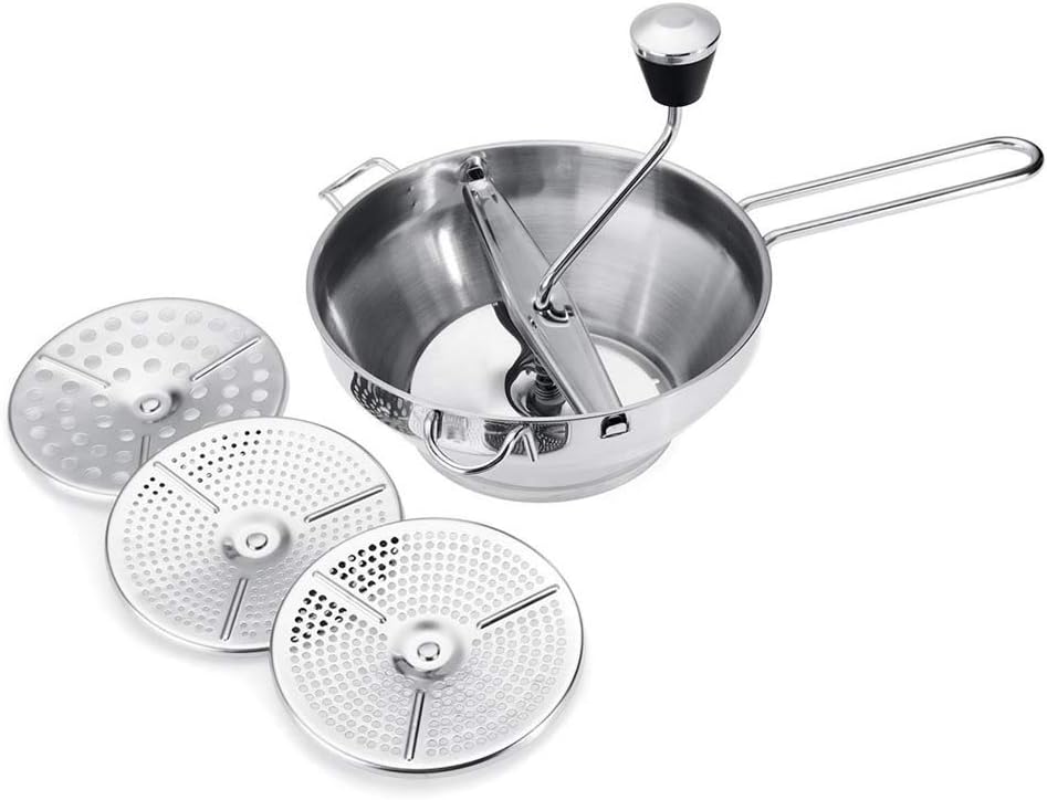 Generic Rotary Food Mill Potato Ricer with 3 Interchangeable Disks
