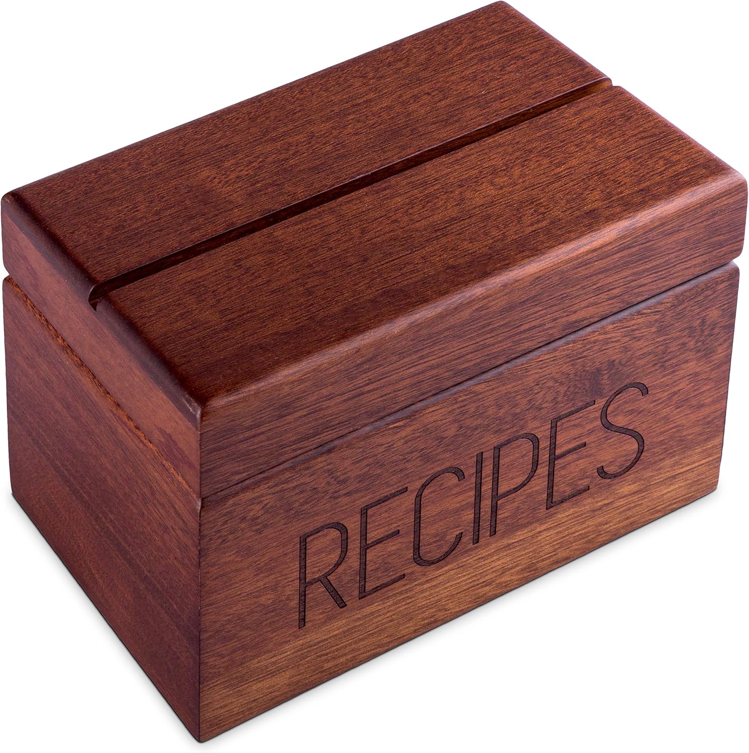 Apace Sapele Recipe Box with Cards and Dividers - Vintage Style Wood 4x6  Recipe Holder Card Box - Exclusively from the Living Premi