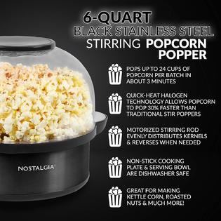 Nostalgia Products Nostalgia SP6BS Black Stainless Steel 6-Quart 6 Quarts Of Popcorn Is How Many Cups
