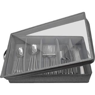 SORBUS Flatware Storage Chest with Clear Lid, Great Fabric Container