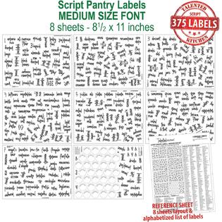 Talented Kitchen 375 Script Pantry Labels – Medium Size Labels Set – Food Label Sticke