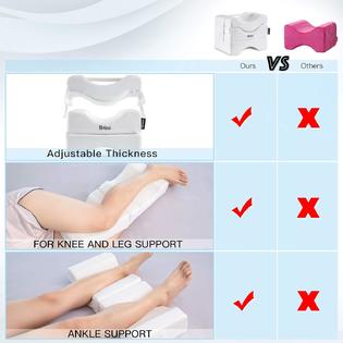 Elviros Knee Pillow for Side Sleepers, Orthopedic Memory Foam Wedge Contour Leg  Pillow, Multi Position Use