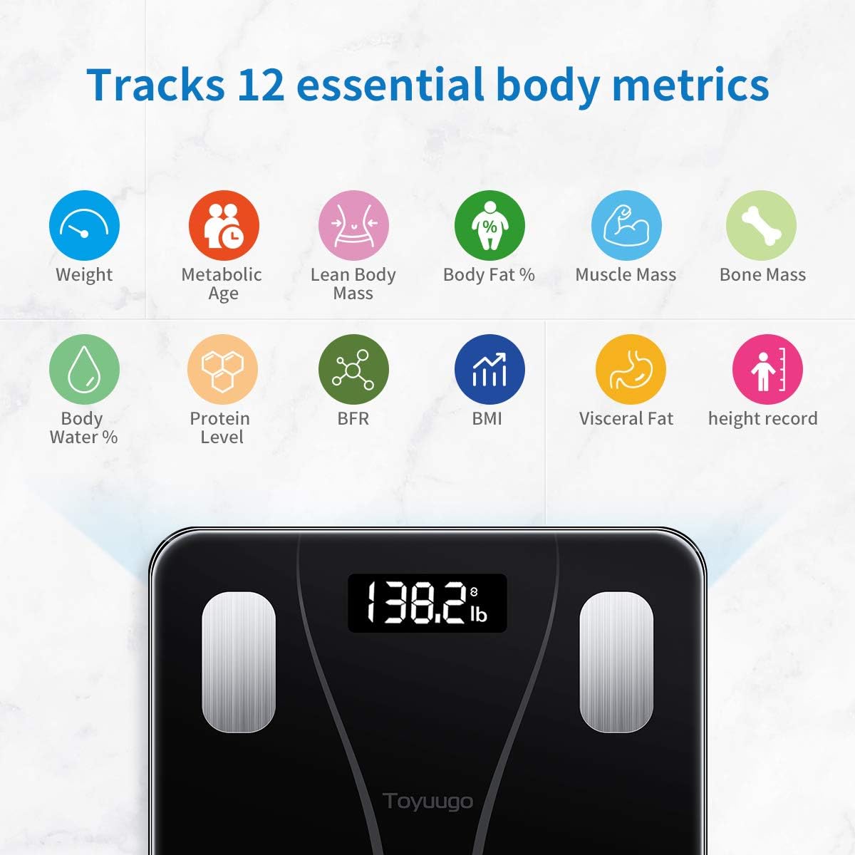 Generic Toyuugo Bluetooth Body Fat Scale, Smart Wireless BMI Bathroom  Weight Scale Body Composition Monitor Health