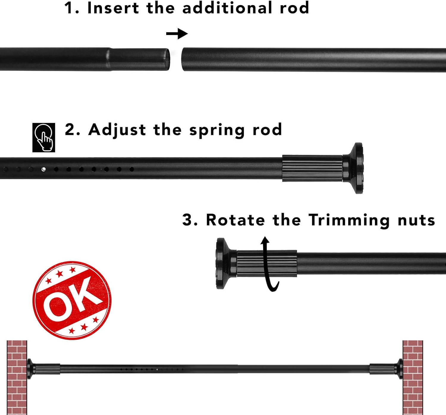 Umimile Tension Curtain Rod 51 86, How To Adjust Spring Tension Curtain Rods