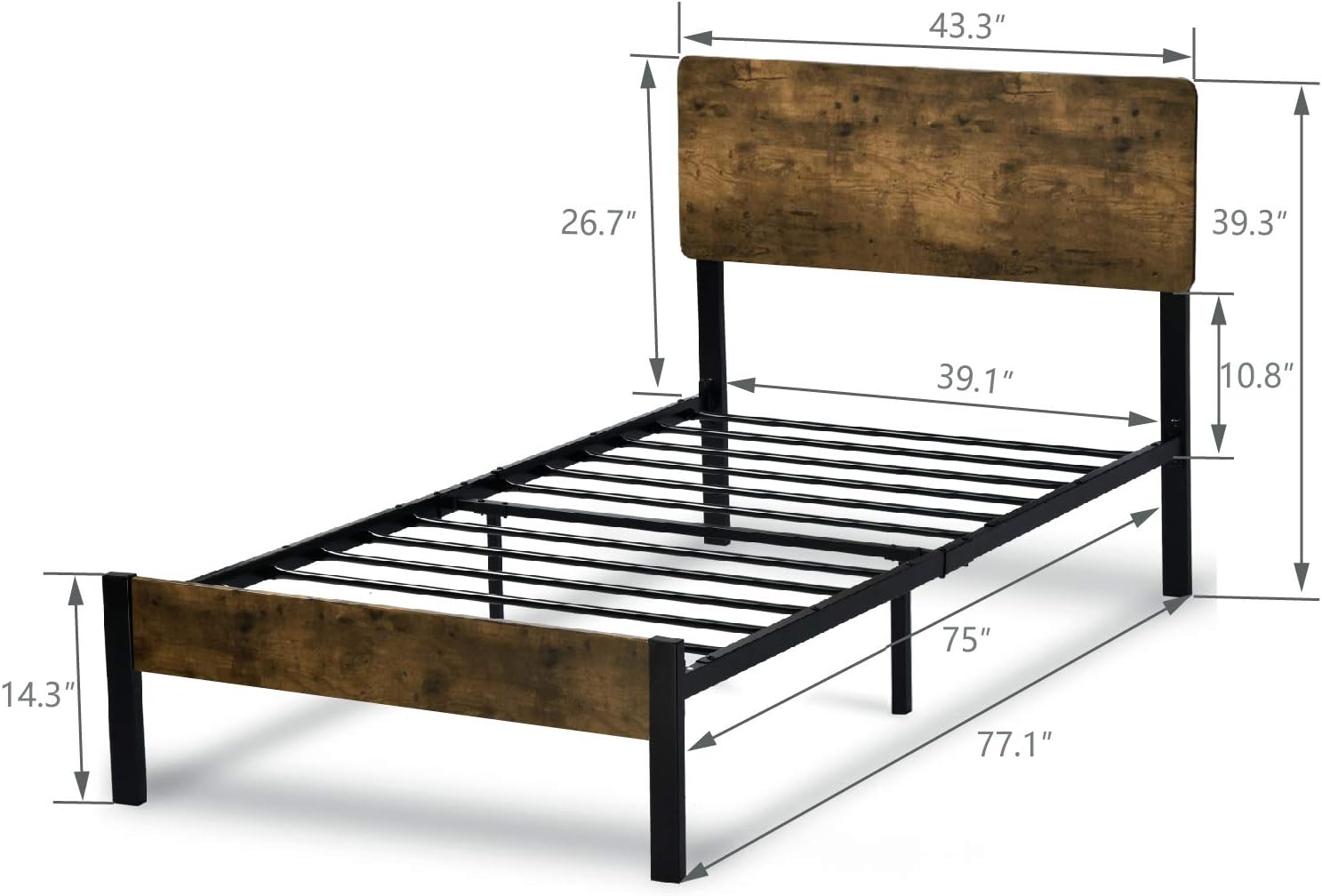 Allewie Twin Size Platform Bed Frame, Bed Frames For Twin Size Beds