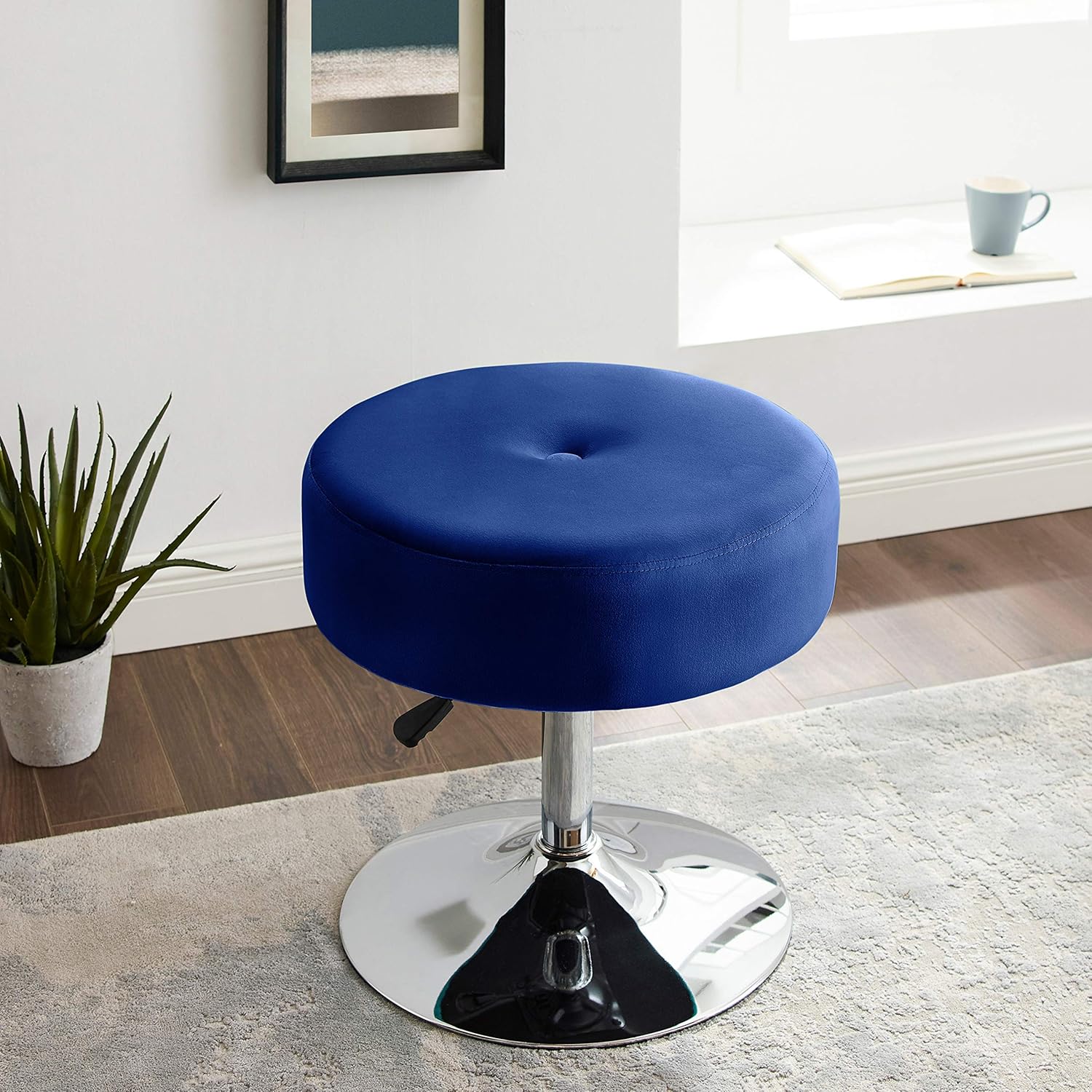Art Leon Vanity Stools Modern Large Round Swivel Adjustable Height Makeup For Bathroom Bedroom Navy Blue Art Leon Vanity Stools Modern Large, Adjustable Height Bathroom Vanity Stool