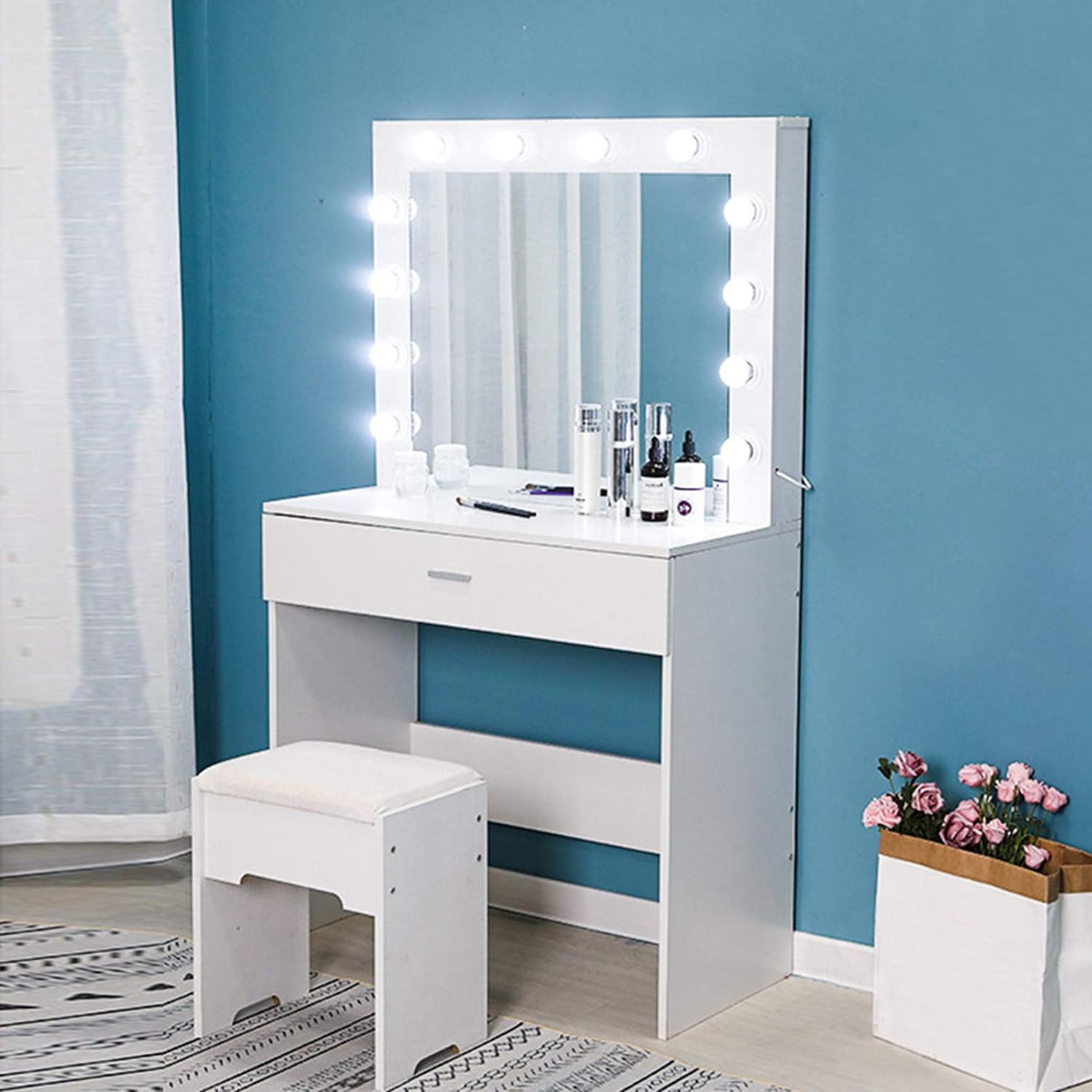 Riforla Vanity Set With Lighted Mirror, High End Makeup Vanity Table