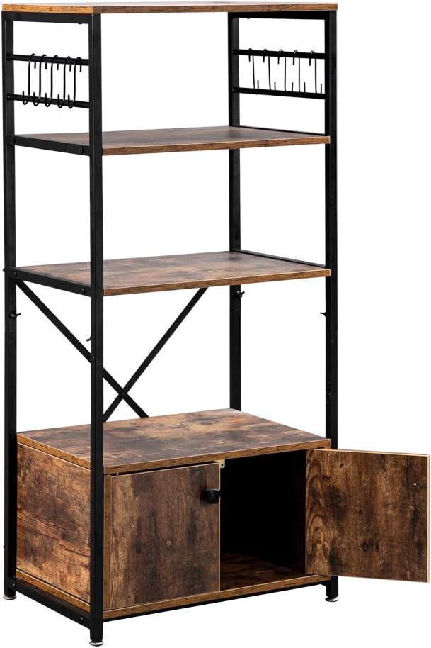ROVSUN Multiuse 4-Tier Kitchen Bakers Rack with 1 Cabinet and ...