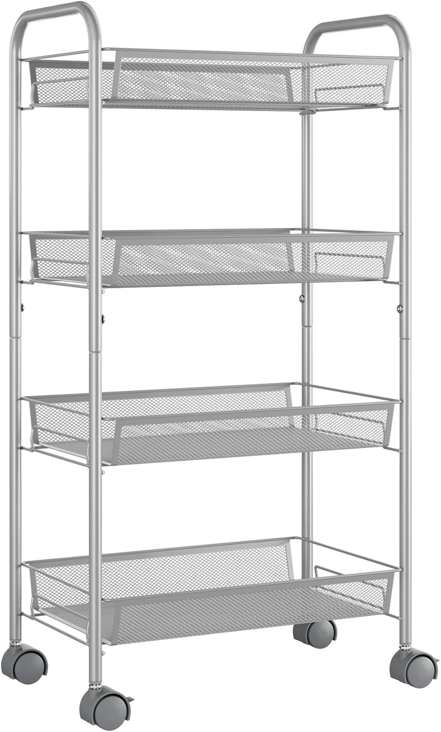 Homfa 4-Tier Mesh Wire Rolling Cart Multifunction Utility ...
