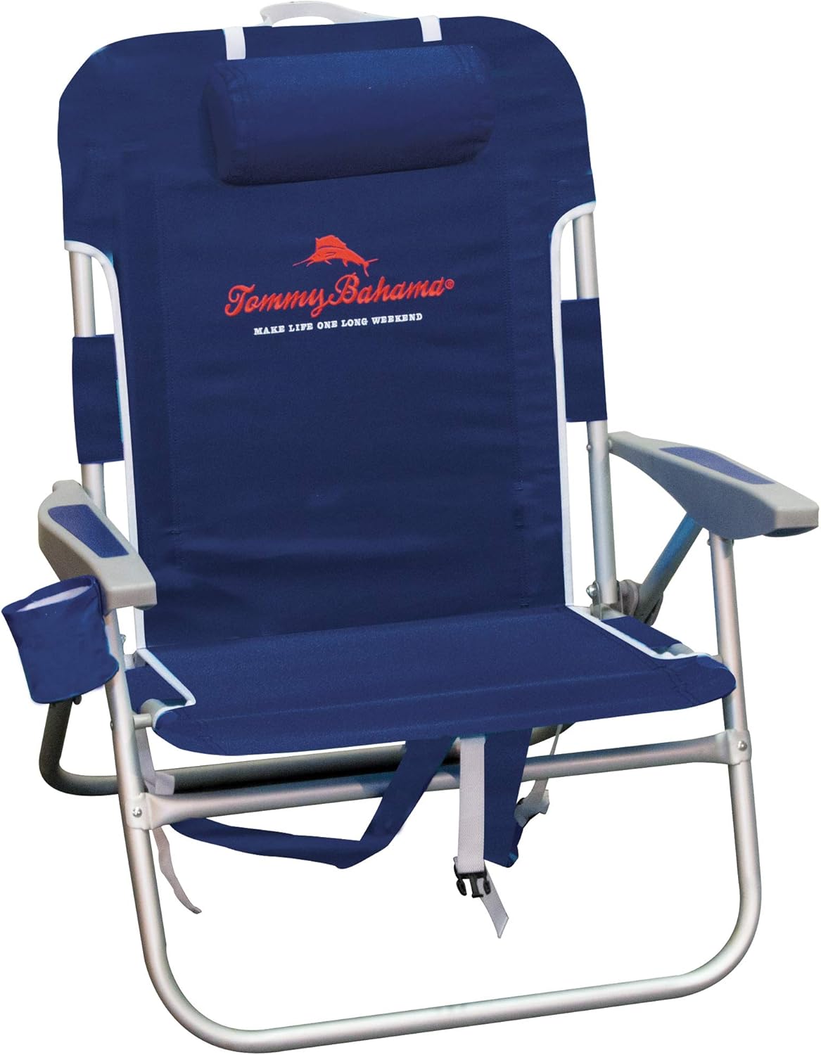 Rio Brands Tommy Bahama Big Boy 4 Position Folding 13 High Seat Backpack Beach Or Camping Chair Navy