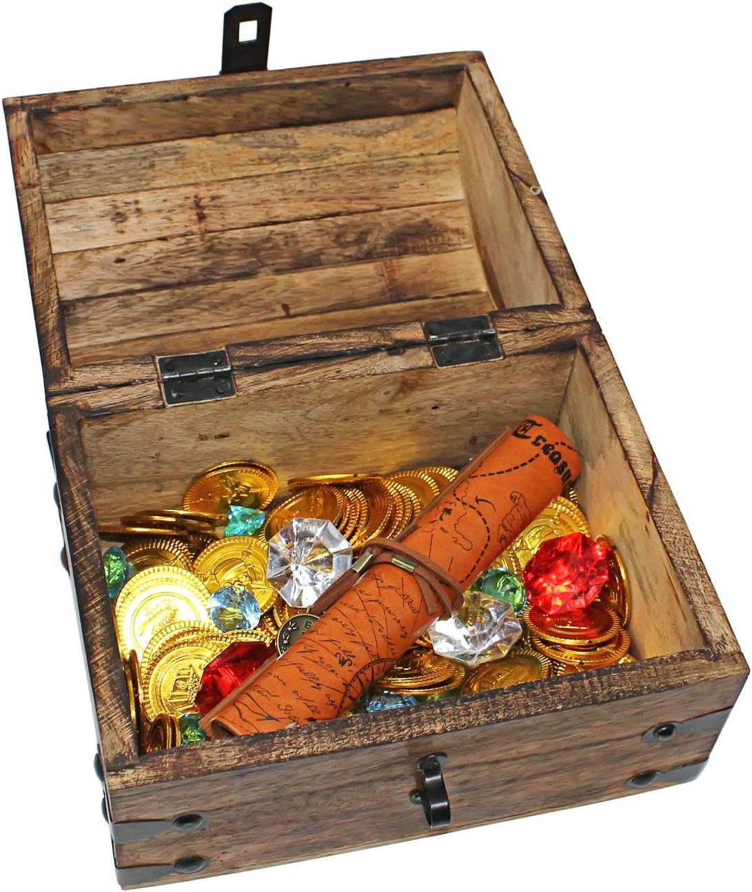 No Nautical Cove Wooden Pirates Treasure Chest Box with a Free Pirate  Treasure Map and Gold Coins/Gems