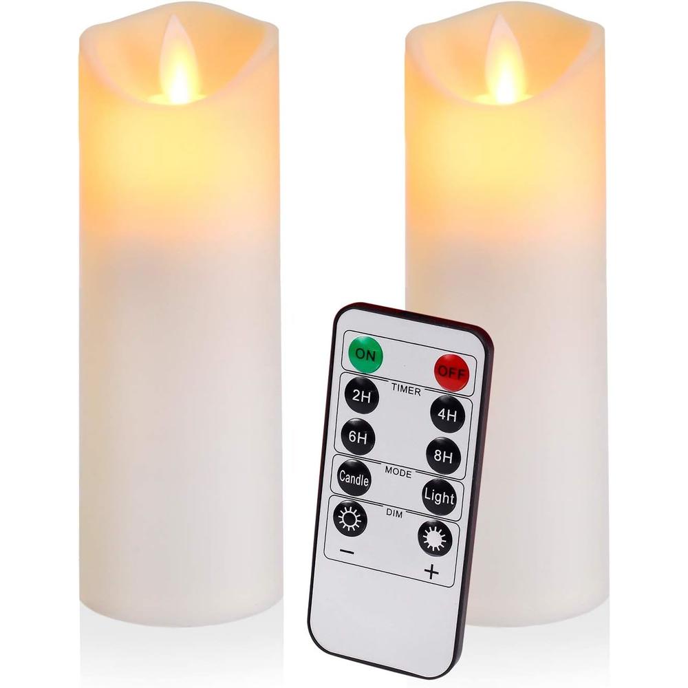 Aignis Flameless Candles Flickering Candles Battery Operated Candles Pack of 2 Frosted Plastic Candles Unmelting Include Realistic Dan