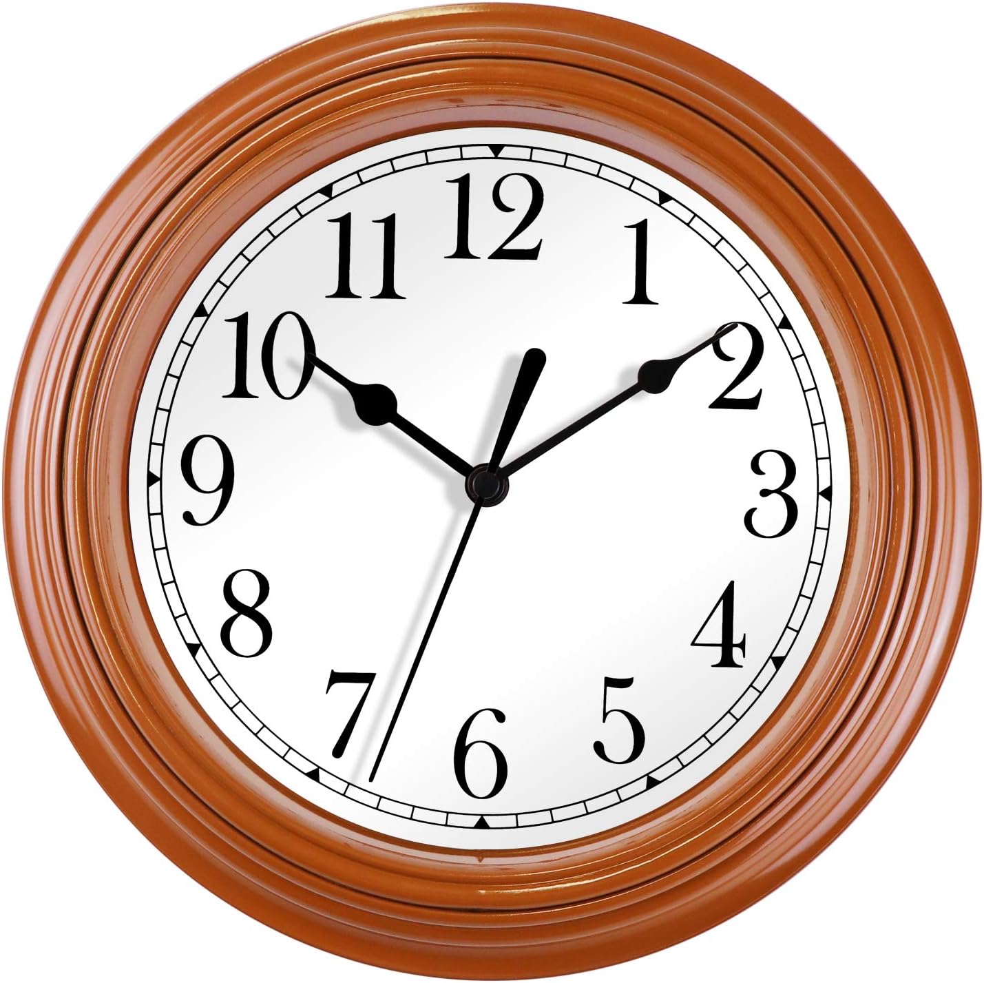 Foxtop 9 Inch Silent Non Ticking Battery Operated Quartz Analog Quiet Easy To Read Retro Wall Clock For Kitchen Decoration Brown