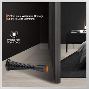 Kovosch 2 Pack Spring Door Stoppers Black - Upgraded Flexible Heavy Duty Screw-in Door Stop kovosch door stopper