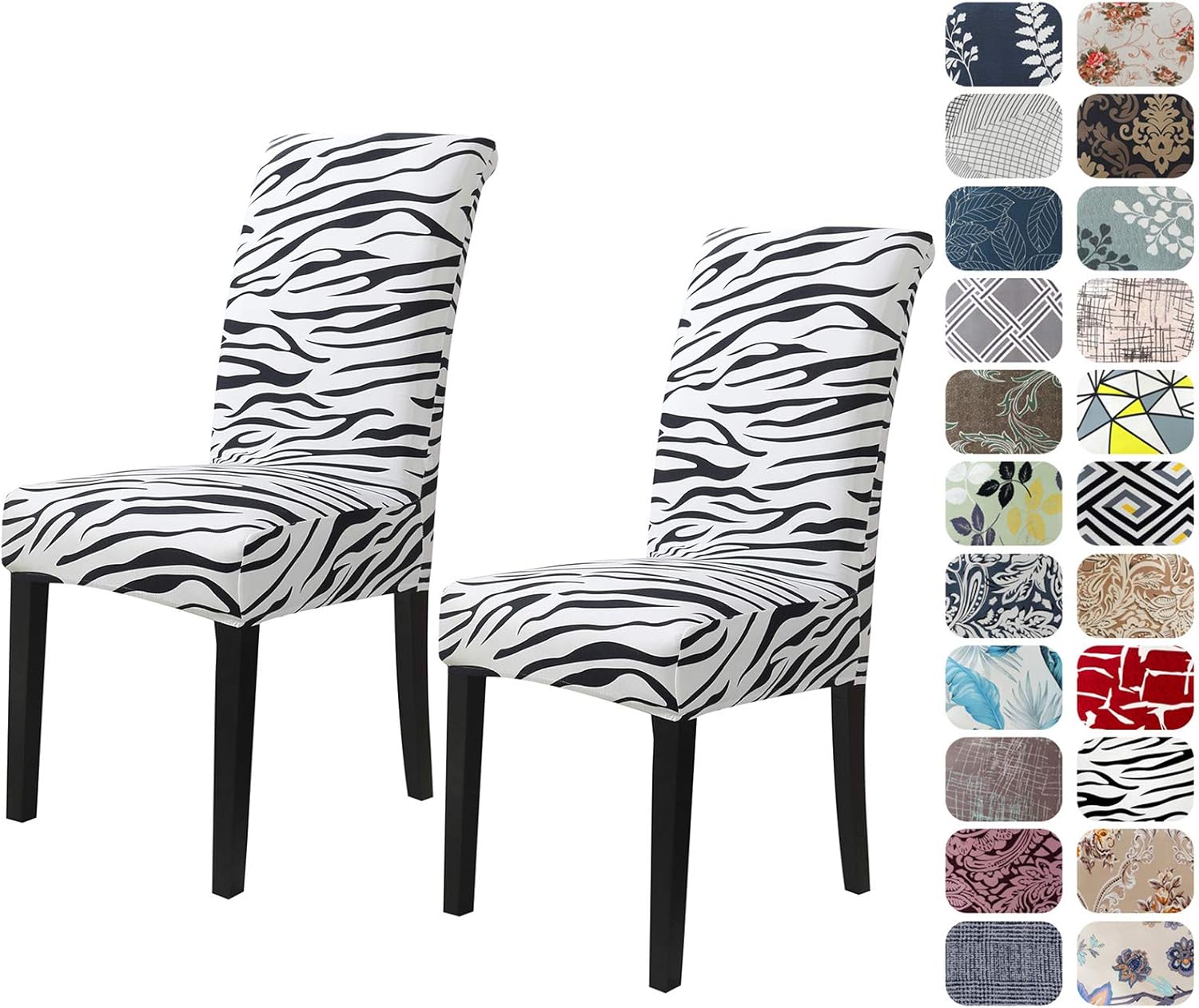 Howhic Chair Covers For Dining Room With Printed Patterns Easy Slip On Stretchy Dining Room Chair Covers Set Of 2 Washable Dining Ch