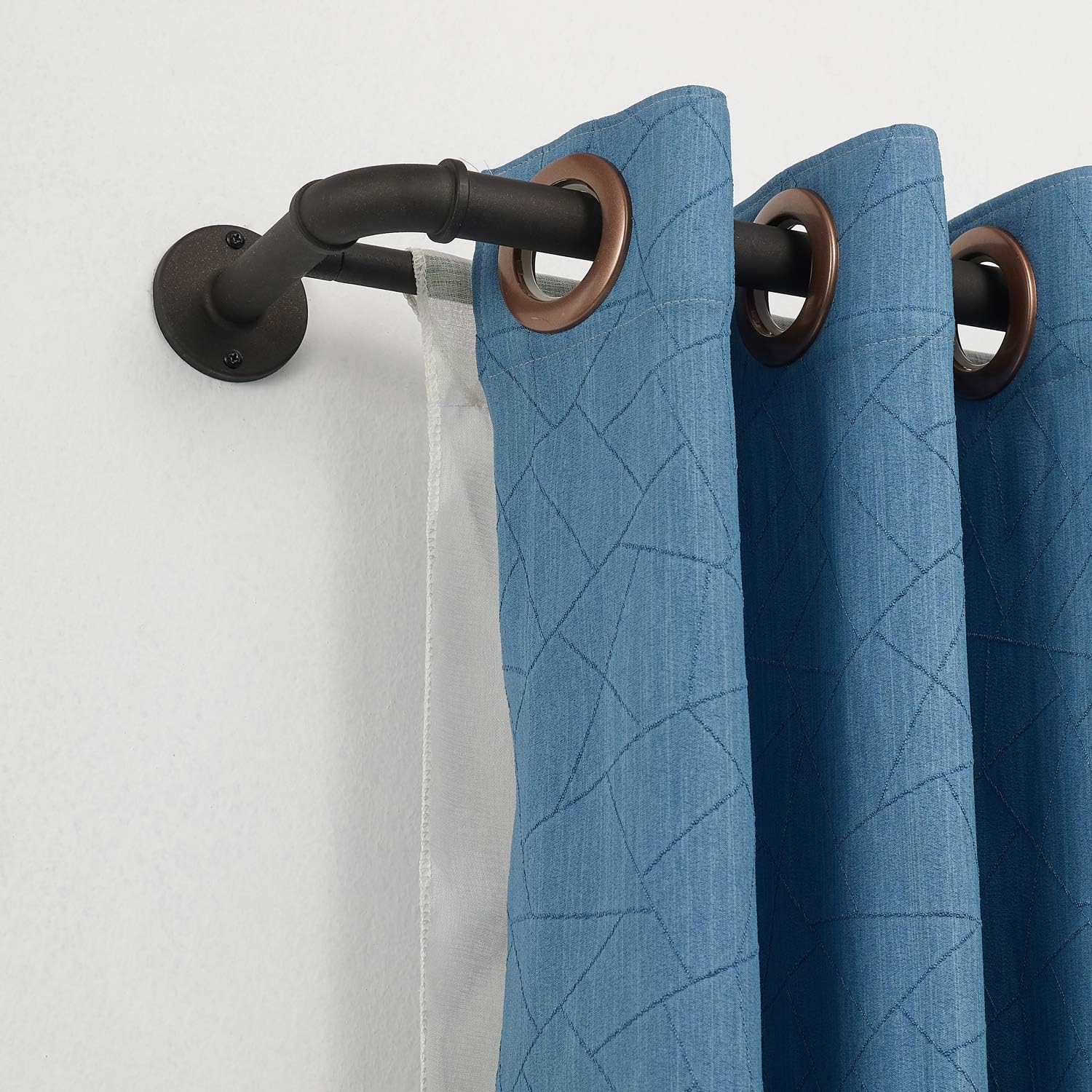 Yumierle 1 Inch Industrial Curtain Rods Iron Rod For Windows 28 To 48 Wrap Around Window Double Black Yumierle 1 Inch Industrial Curtain Rods, Black Curtain Rods Wrap Around