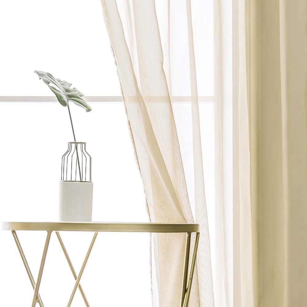 Miulee Beige Window Sheer Curtains For, What Size Curtains Do I Need For A 72 Inch Window