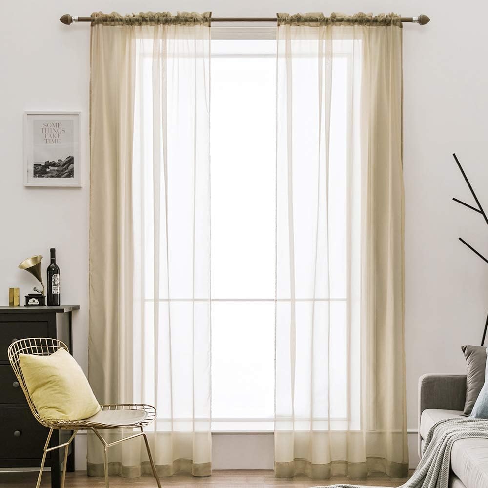 Miulee Beige Window Sheer Curtains For Bedroom Living Room