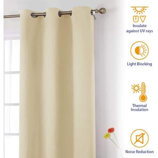 Homeideas Blackout Curtains 42 X 63 Inch Length Set Of 2 Panels Beige Room Darkening Bedroom Curtains Thermal Grommet Light Blocking Win