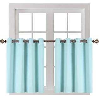 DONREN YGO 24 inch Curtains Grommet Aqua Blackout Window Valances for