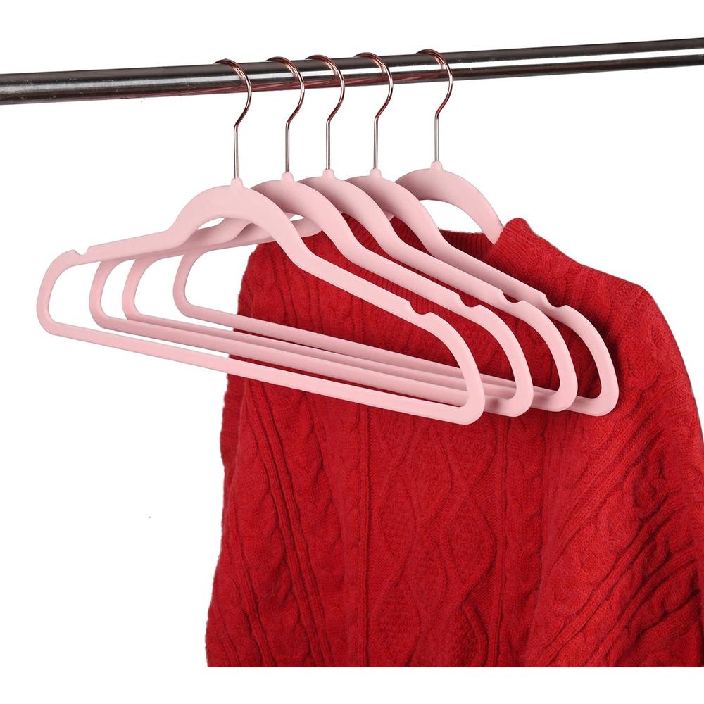 AREKUAEI Premium Velvet Hangers (Pack of 50) Heavyduty - Non Slip - Velvet Suit Hangers Blush Pink - Copper/Rose Gold Hooks,Spa