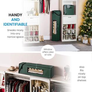 Zober Premium Rectangular Prism Gift Wrap Storage Christmas Wrapping Paper Storage Bag Fits 14 20 Standard Rolls Upto 40