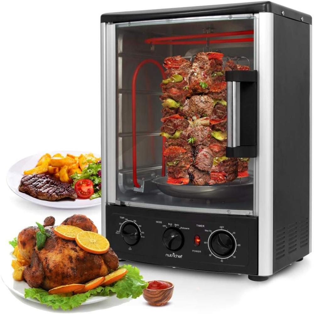 Sound Around Nutrichef Upgraded Multi-Function Rotisserie Oven - Vertical Countertop Oven with Bake, Turkey Thanksgiving, Broil Roasting Keb