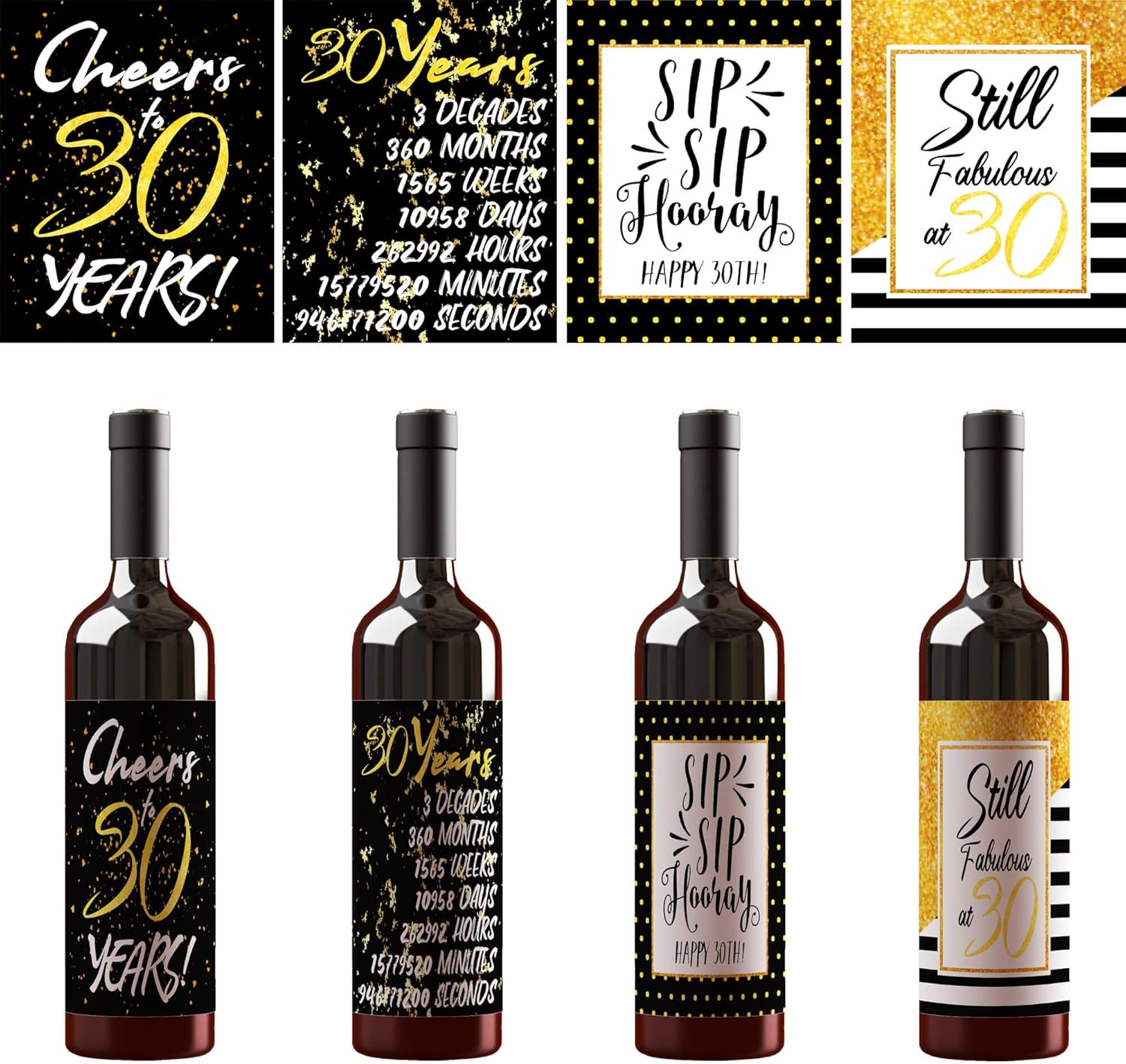 KMLIFE 30th Birthday Wine Bottle Labels Stickers, Funny ...