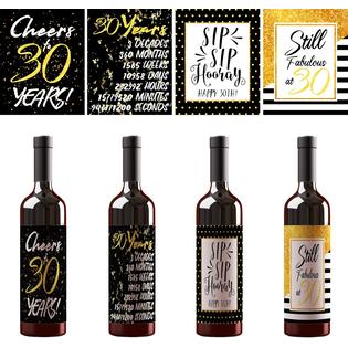 KMLIFE 30th Birthday Wine Bottle Labels Stickers, Funny ...