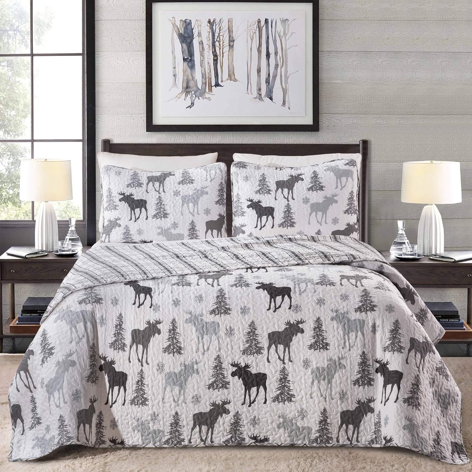 Great Bay Home Lodge Bedspread Twin Size Quilt With 1 Sham Cabin 2 Piece Reversible All Season Set Rustic Coverlet Bed Wil Great Bay Home Lodge Bedspread Twin, What Are The Measurements Of A Twin Bedspread