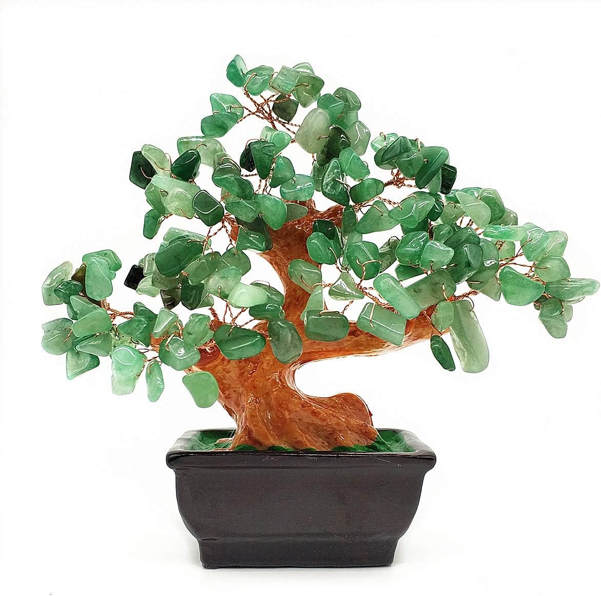 Colorsheng Feng Shui Quartz Crystal Money Tree Bonsai Style Decoration For Luck And Wealth Green
