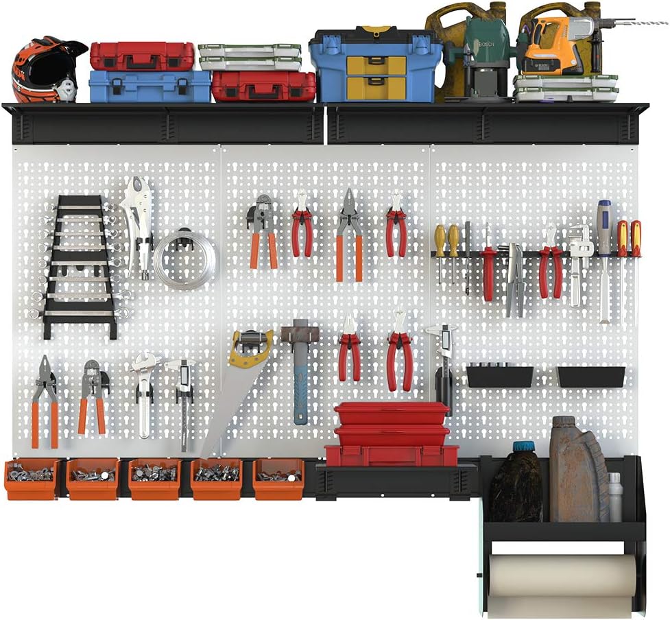 TORACK Pegboard Wall Organizer, 48x40 inch Garage Metal Pegboard