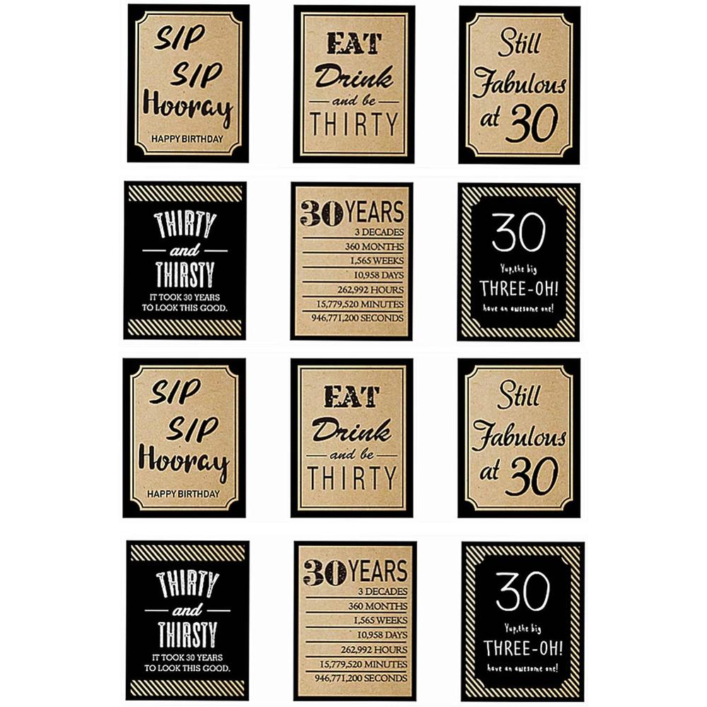 Generic YiiiGoood 12pcs 30th Birthday Wine Bottle Labels Stickers Birthday Party Decorations Birthday Gifts Cheers to 30 Years Funny Pa