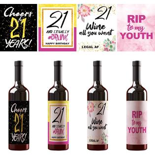 KMLIFE 21st Birthday Wine Bottle Labels Stickers, Birthday ...