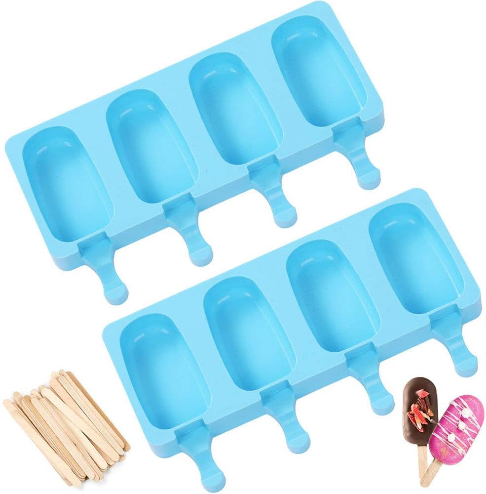 icekingclub Popsicle Molds Cake Pop Mold - 2 Pack Upgraded Large Cakesicle  Molds Silicone Ice Pop Mold Homemade Popsicle Maker Oval with 50