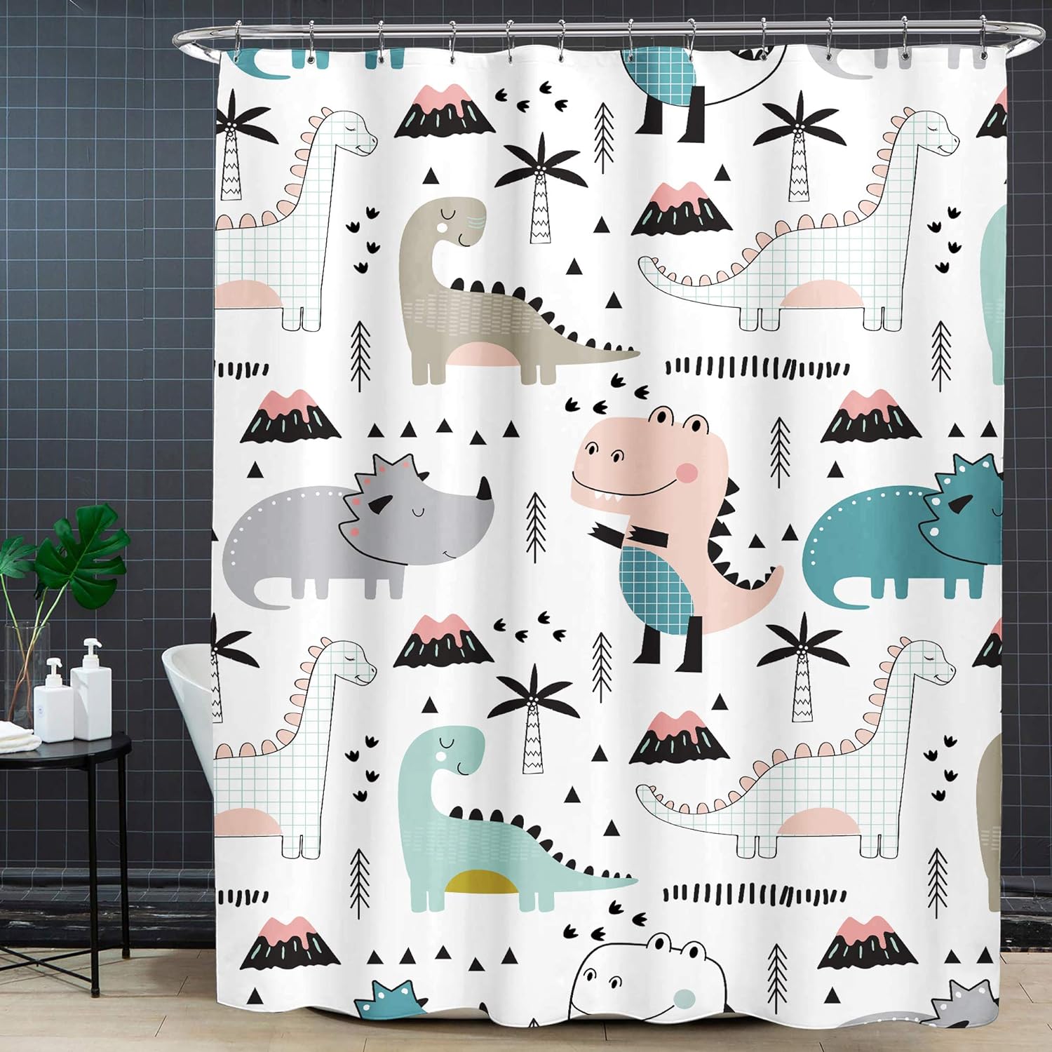Komllex Cartoon Dinosaur Shower Curtain, Dino Shower Curtain