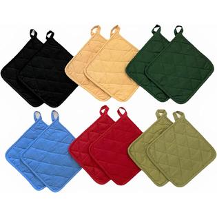 Classic Home 12 Pack Square Pot Holders 100% Cotton Heat Resistant Hotpads  for Cooking Kitchen