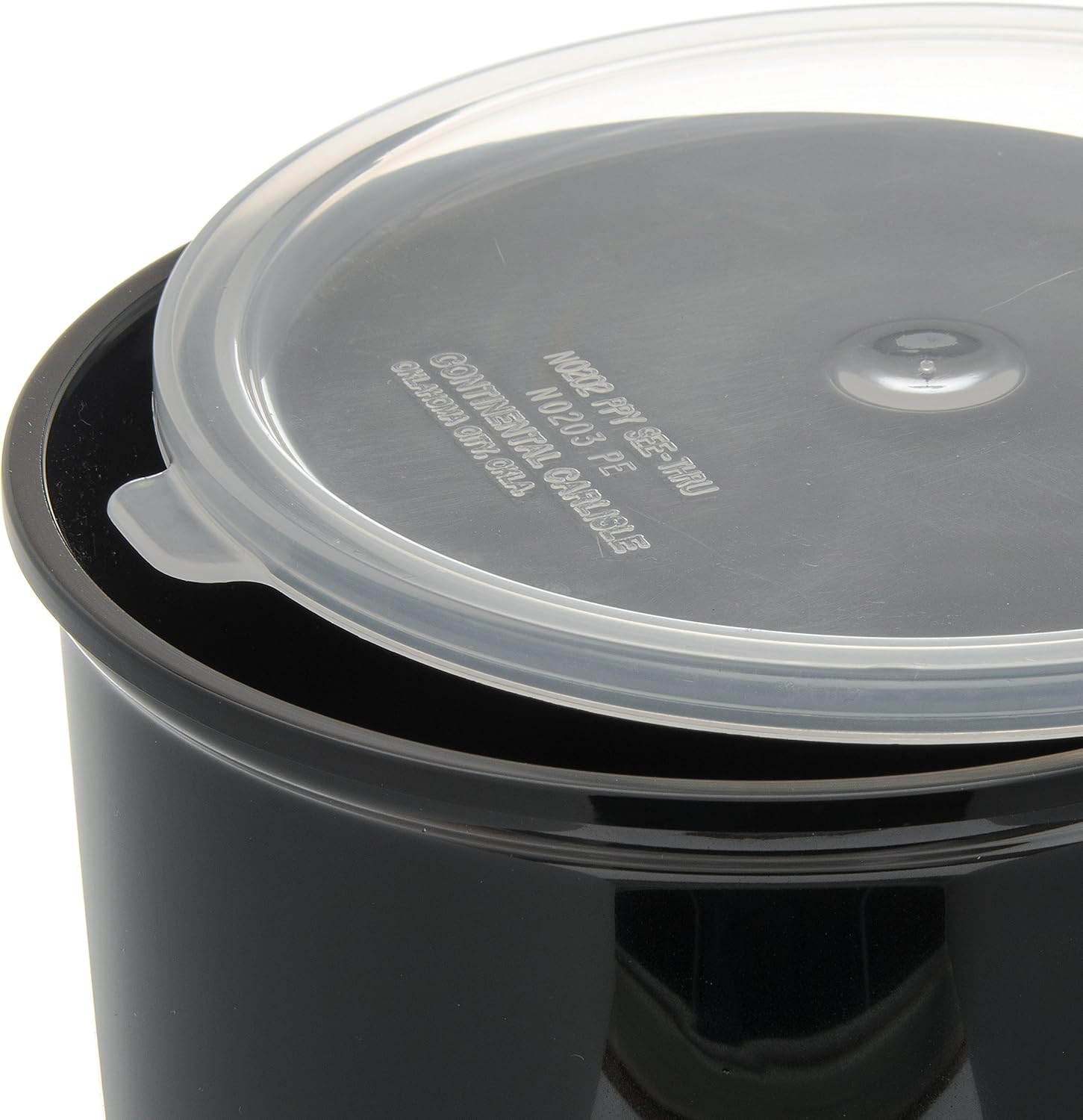 Generic Carlisle 030203 Solid Color Commercial Round Storage Container with Lid, 2.7 Quart Capacity, Black