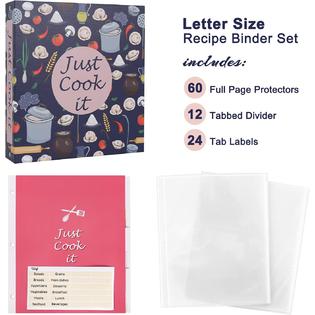 SOLIGT Recipe Binder Kit - 3 Ring Full Page Recipe Book ...