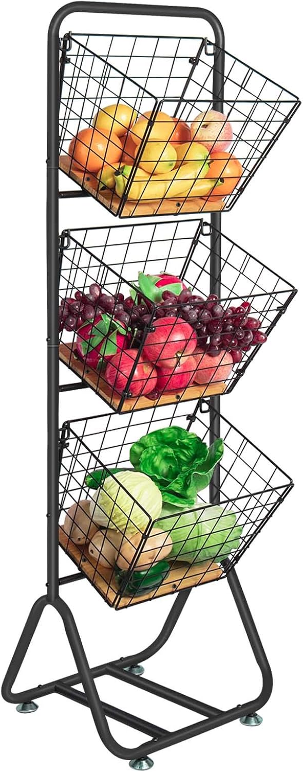 X-cosrack 3-Tier-fruit-Wire-Market-Basket-Stand Kitchen Snack ...
